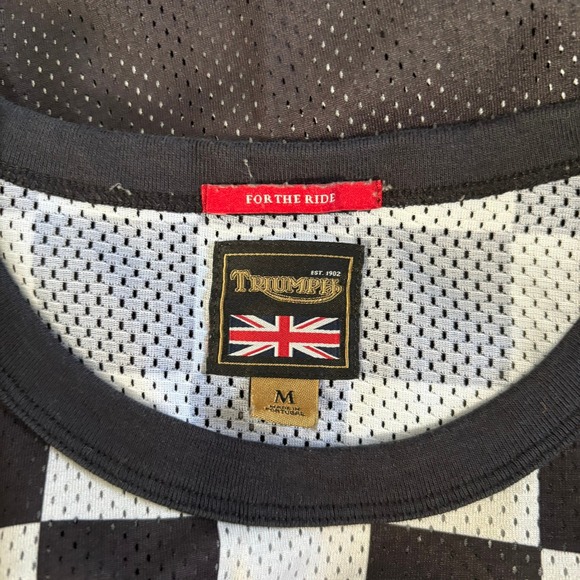 NWOT Triumph Motorcycle Sawyer Heritage Racing Jersey Checkered Sz M Black - Picture 7 of 8